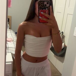 Zara off-White Strapless Crop Top